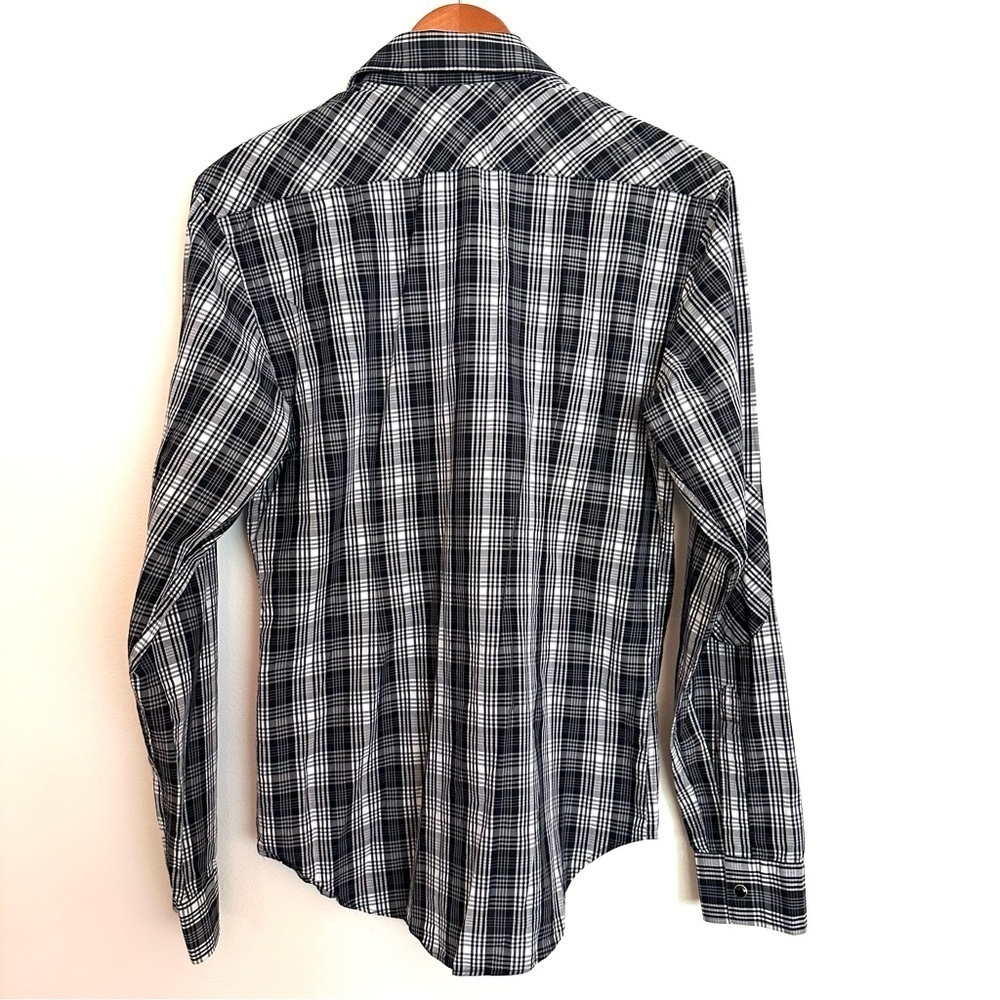 Zara Man Plaid Men’s Button Down Shirt Black White Size Medium - Picture 9 of 12